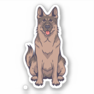 Duitse Herdershond Cartoon Portret Sticker