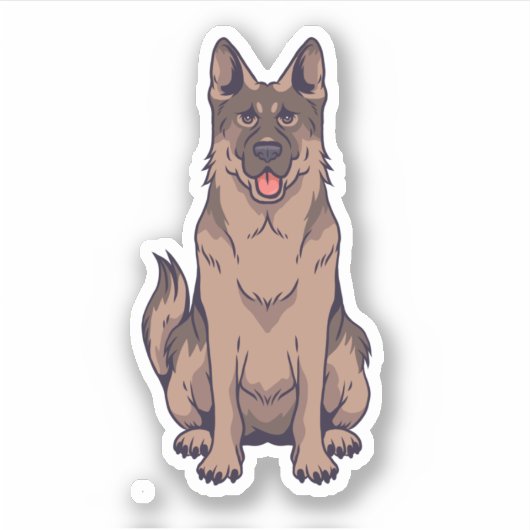 Duitse Herdershond Cartoon Portret Sticker (Voorkant)