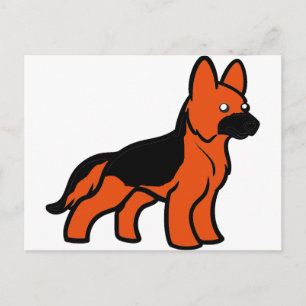 Duitse herdershond cartoon zwart en rood briefkaart