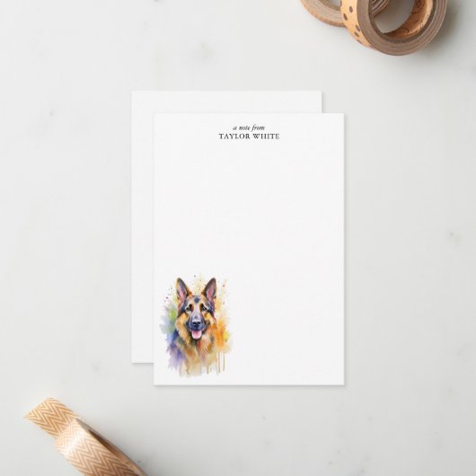 Duitse herdershond  dank u notitiekaartje (Voorkant / Achterkant in situ)