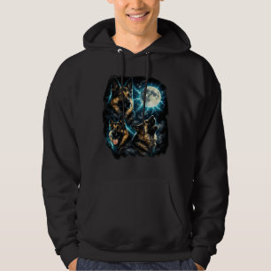 Duitse herdershond die naar de maan huilt hoodie