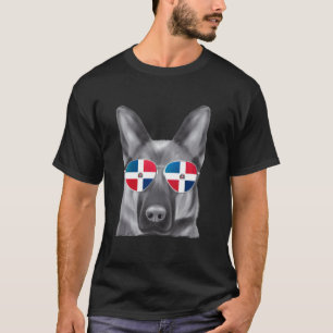 Duitse Herdershond Dominicaanse Vlag Zonnebril T-shirt