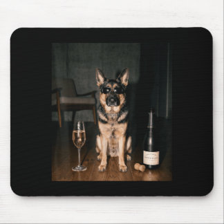 Duitse Herdershond drinkt Champagne Grappige vader Muismat