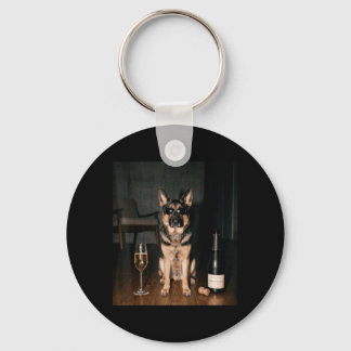Duitse Herdershond drinkt Champagne Grappige vader Sleutelhanger
