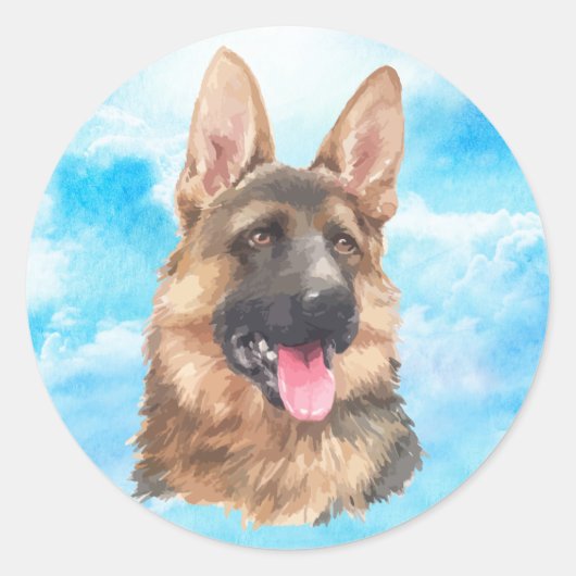 Duitse herdershond Elzassische GSD Pet Waterverf Ronde Sticker (Voorkant)
