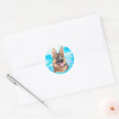 Duitse herdershond Elzassische GSD Pet Waterverf Ronde Sticker (Envelop)