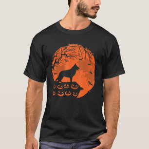 Duitse Herdershond En Maan Halloween Kostuum Hond T-shirt