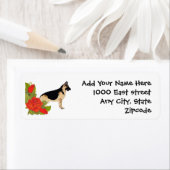 Duitse herdershond en rode rozen etiket (Insitu)