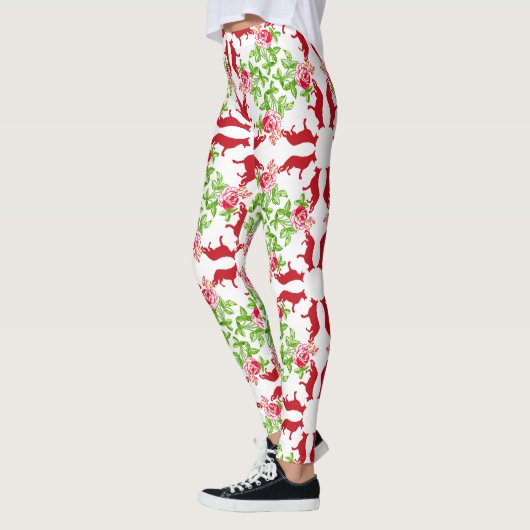 Duitse Herdershond en Rozen Leggings (Links)