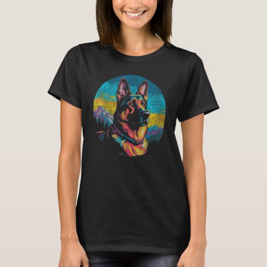 Duitse herdershond Funny Retro T-shirt (Voorkant)