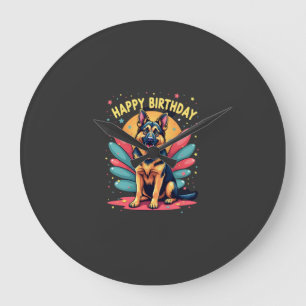 Duitse Herdershond Gefeliciteerd Verjaardagsfeest Grote Klok