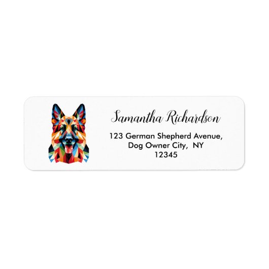 Duitse Herdershond Geometrisch Retouradres Etiket (Voorkant)