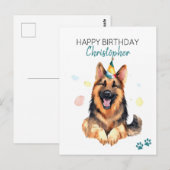 Duitse herdershond gepersonaliseerd Gelukkige Verj Briefkaart (Voorkant / Achterkant)
