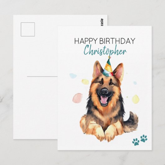 Duitse herdershond gepersonaliseerd Gelukkige Verj Briefkaart (Voorkant / Achterkant)