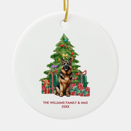 Duitse herdershond gepersonaliseerde kerst keramisch ornament (Voorkant)
