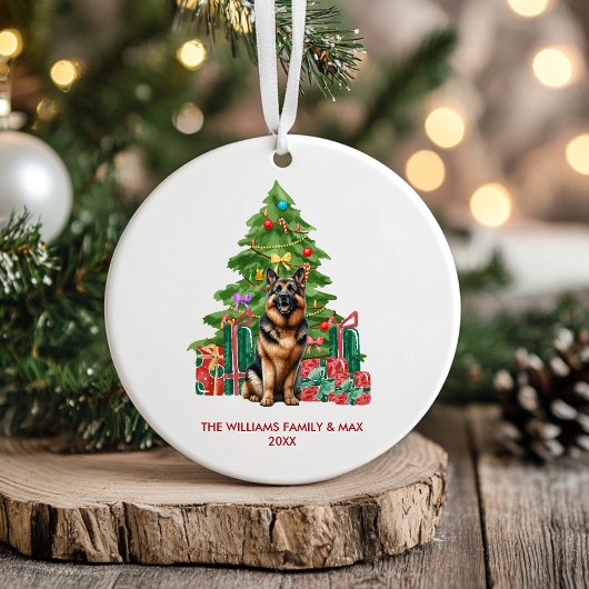 Duitse herdershond gepersonaliseerde kerst keramisch ornament