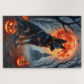 Duitse Herdershond Gotisch Bos Halloween Kunst Legpuzzel (Horizontaal)
