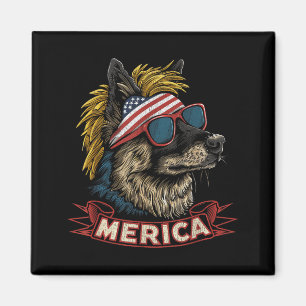 Duitse Herdershond - Grappige 4 juli Amerikaanse Magneet