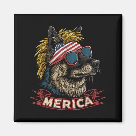 Duitse Herdershond - Grappige 4 juli Amerikaanse Magneet (Voorkant)