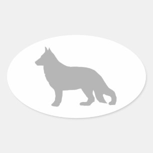 Duitse Herdershond Grijze Silhouet Ovale Sticker