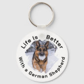 Duitse Herdershond GSD Foto Leven Is Beter Sleutelhanger (Voorkant)