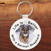 Duitse Herdershond GSD Foto Leven Is Beter Sleutelhanger (Voorkant)
