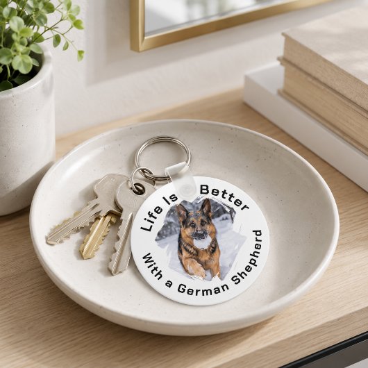 Duitse Herdershond GSD Foto Leven Is Beter Sleutelhanger