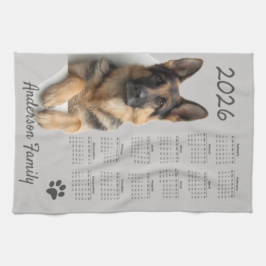 Duitse Herdershond GSD Kalender 2026 Theedoek (Horizontaal)