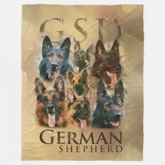 Duitse herdershond - GSD-schildercollage Fleece Deken (Voorkant)