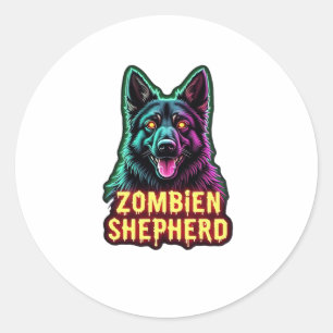 Duitse Herdershond GSD Shep Zombie Dog Halloween E Ronde Sticker