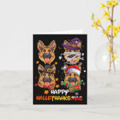 Duitse herdershond Hallothanksmas Halloween Dank Kaart (Gele Bloem)