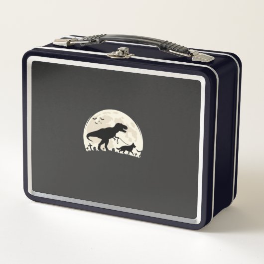 Duitse Herdershond Halloween Dinosaur Maan Silhoue (Voorkant)