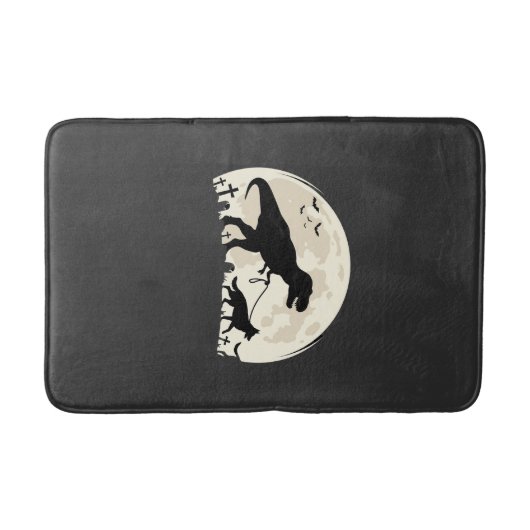 Duitse Herdershond Halloween Dinosaur Maan Silhoue Badmat (Voorkant)