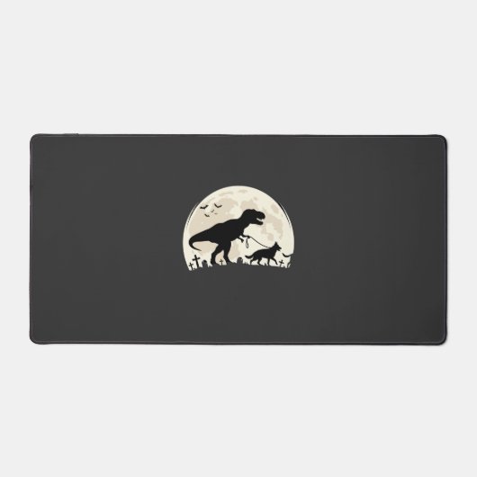 Duitse Herdershond Halloween Dinosaur Maan Silhoue Bureaumat (Voorkant)