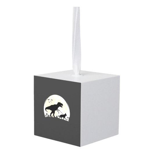 Duitse Herdershond Halloween Dinosaur Maan Silhoue Decoratie (Achter hoekig)