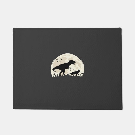 Duitse Herdershond Halloween Dinosaur Maan Silhoue Deurmat (Voorkant)