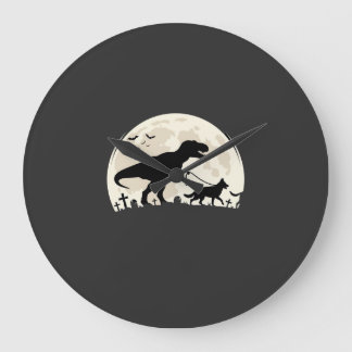 Duitse Herdershond Halloween Dinosaur Maan Silhoue Grote Klok