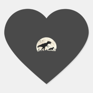 Duitse Herdershond Halloween Dinosaur Maan Silhoue Hart Sticker