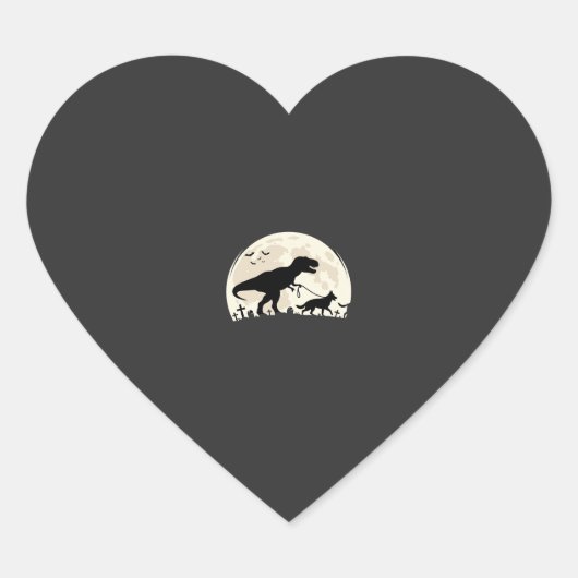 Duitse Herdershond Halloween Dinosaur Maan Silhoue Hart Sticker (Voorkant)