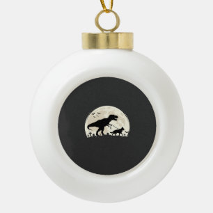 Duitse Herdershond Halloween Dinosaur Maan Silhoue Keramische Bal Ornament
