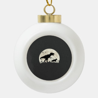 Duitse Herdershond Halloween Dinosaur Maan Silhoue Keramische Bal Ornament