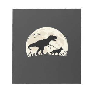 Duitse Herdershond Halloween Dinosaur Maan Silhoue Notitieblok