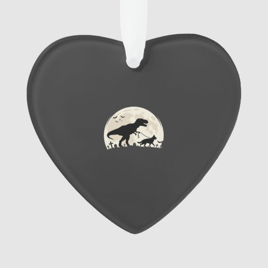 Duitse Herdershond Halloween Dinosaur Maan Silhoue Ornament (voorkant)