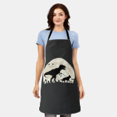 Duitse Herdershond Halloween Dinosaur Maan Silhoue Schort (Gedragen)