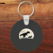 Duitse Herdershond Halloween Dinosaur Maan Silhoue Sleutelhanger (Voorkant)