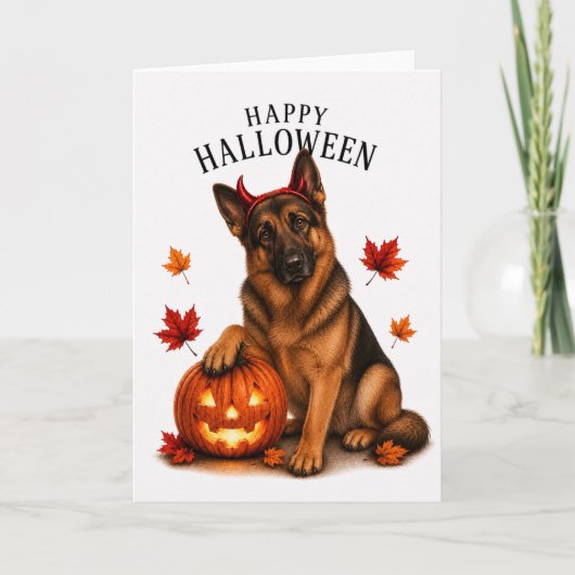 Duitse Herdershond Halloween DuivelsHond Kaart (Voorkant)