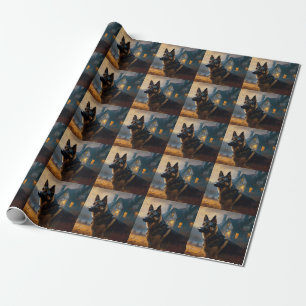 Duitse Herdershond Halloween Griezelen Cadeaupapier