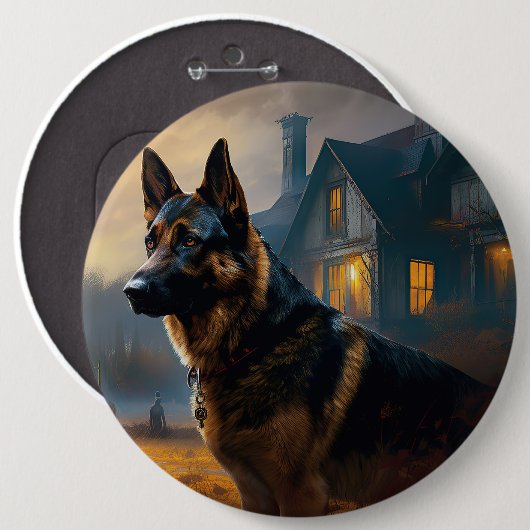 Duitse Herdershond Halloween Griezelen Ronde Button 6,0 Cm (Voorkant /achterkant)