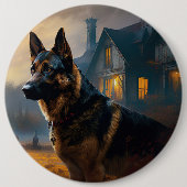 Duitse Herdershond Halloween Griezelen Ronde Button 6,0 Cm (Voorkant)