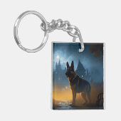 Duitse Herdershond Halloween Griezelen Sleutelhanger (Voorkant Links)